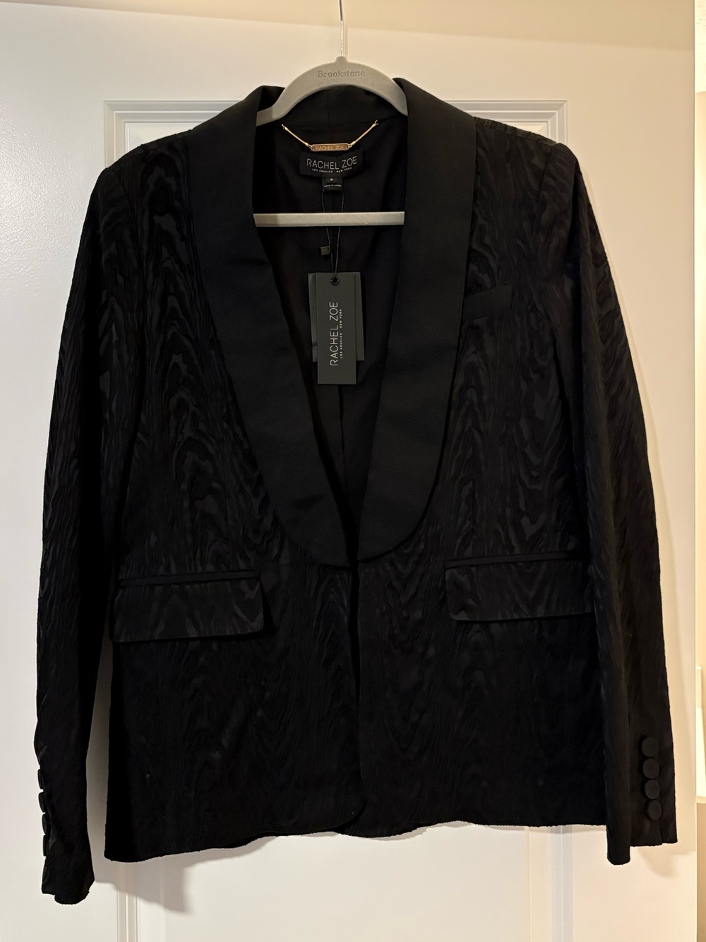 NWT Rachel Zoe Black Textured Blazer Size 8 Chic Statement Jacket